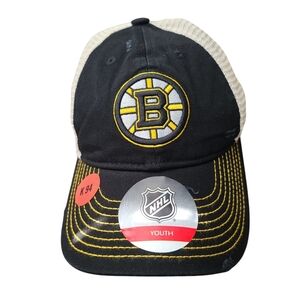 Boston Bruins Youth Distressed Trucker Adjustable Hat - Black